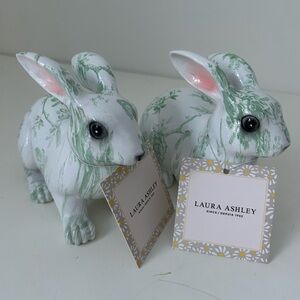 Laura Ashley Green Floral Rabbits Bunnies Set of 2 NEW